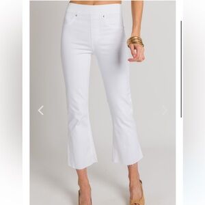 Spanx Cropped Flare White Jeans Kick Flare Jeans Raw Hem